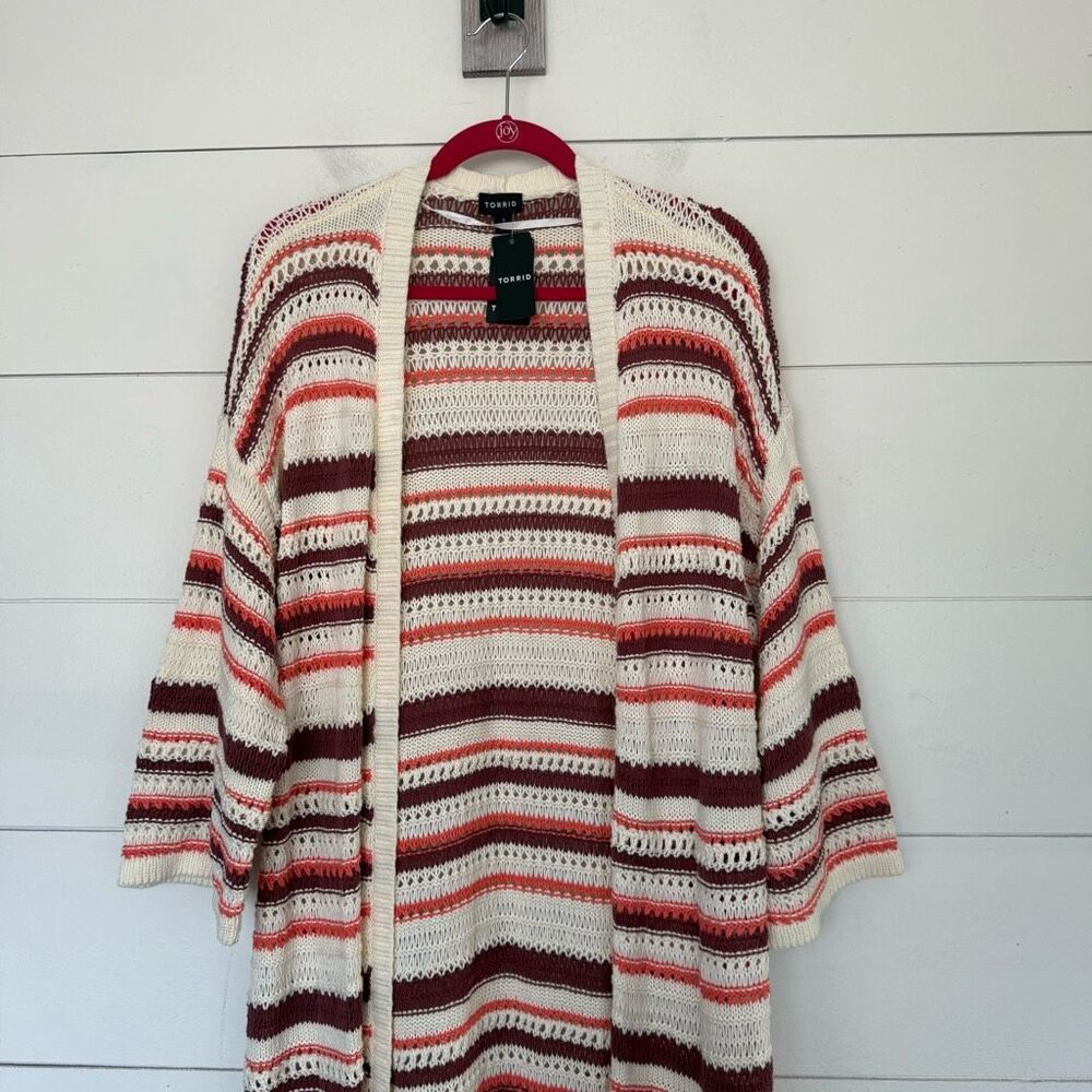 Torrid Women’s 1X Kimono Cardigan Striped Sweater New